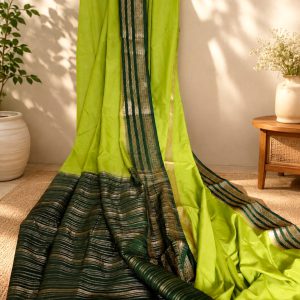 Lime Green Crepe Silk Saree