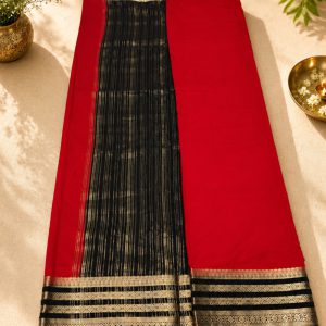 Elegant Red Crepe Silk saree