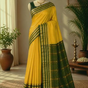 Yellow Crepe Silk Saree