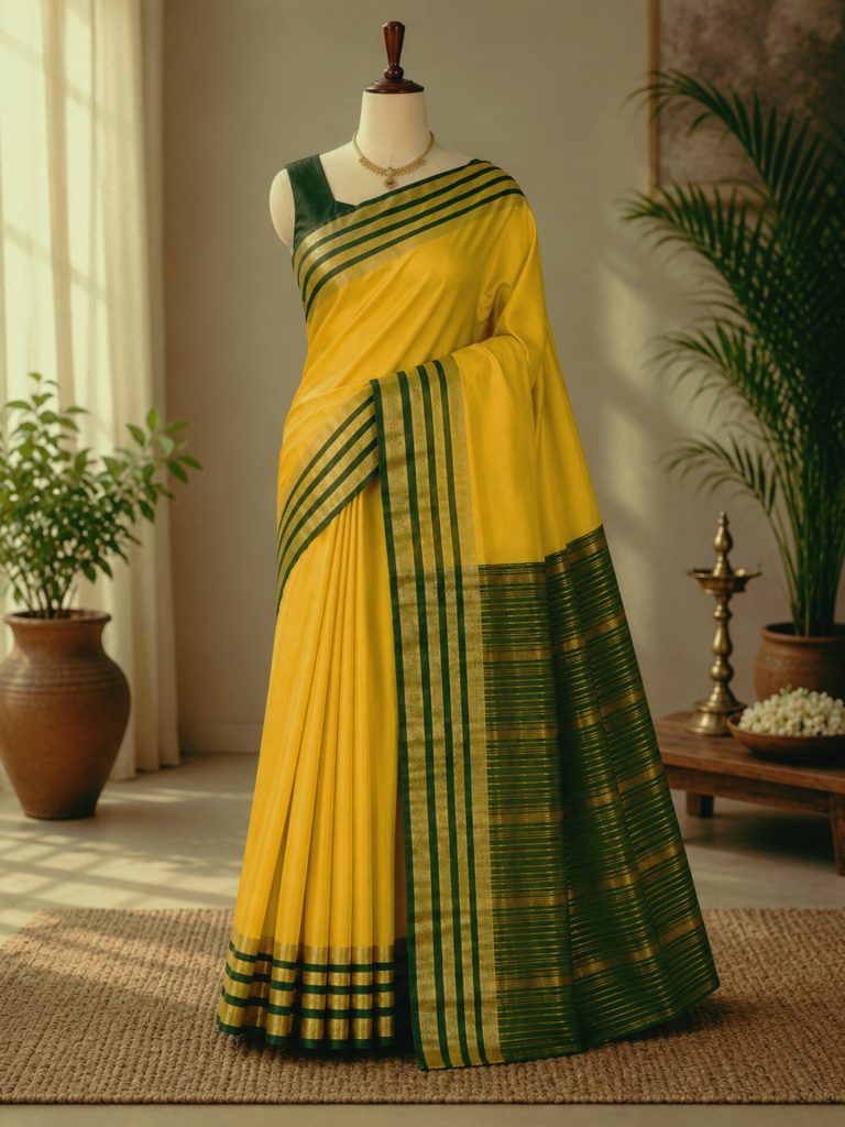 yellow-crepe-silk-saree