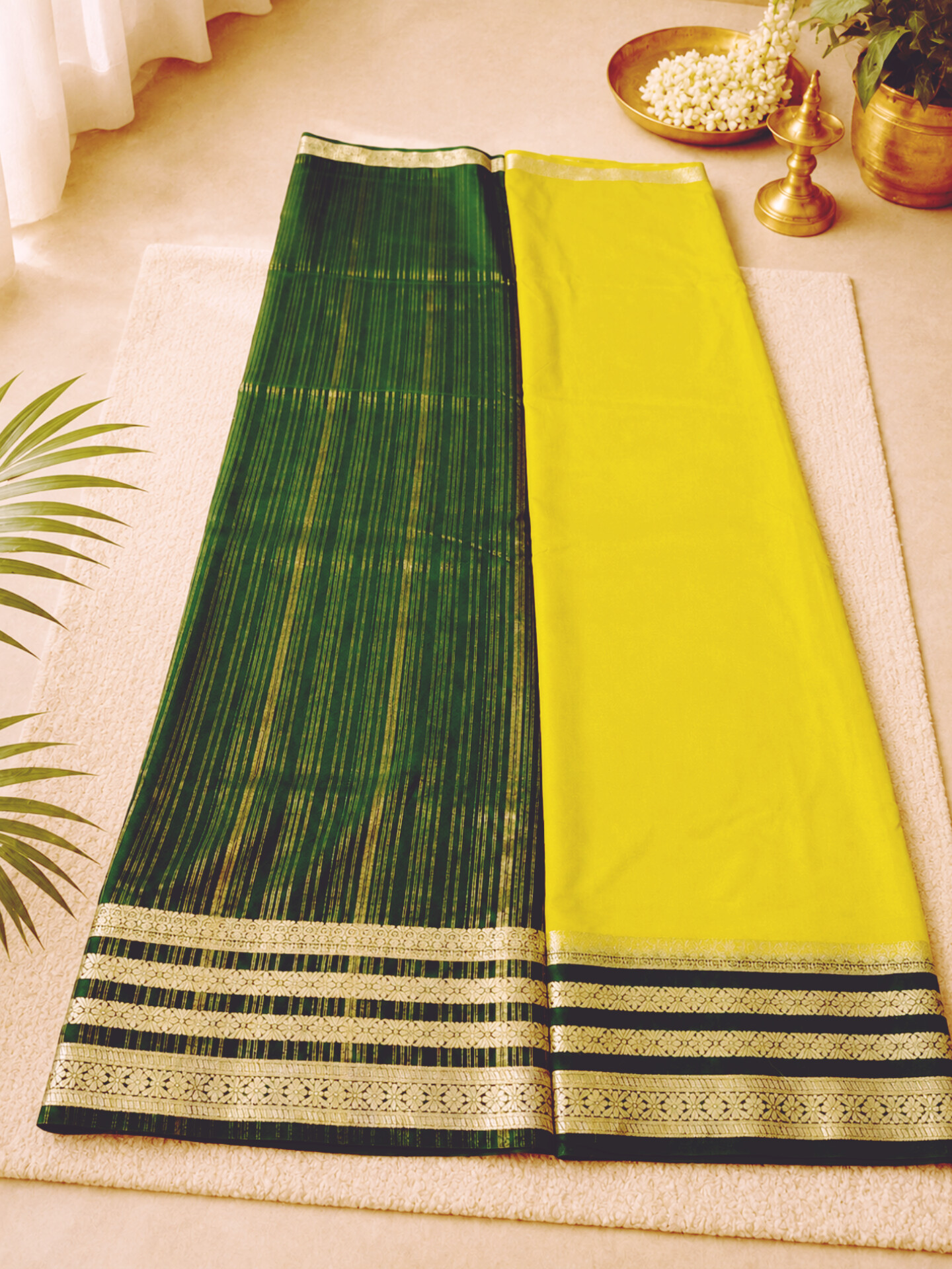 Yellow Crepe Silk Saree - Image 2