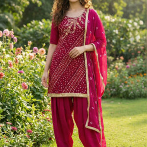 Heavy Wedding Farsi Salwar Suit in Pink