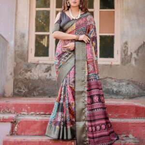 Indian Traditional Function Wear Printed Silk Saree