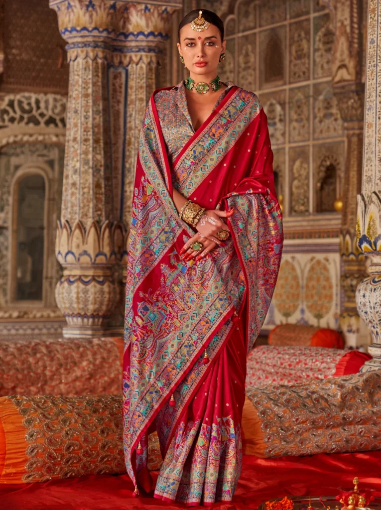 apple-red-premium-silk-saree-with-traditional-pattern