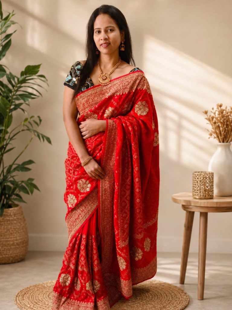 elegant-rani-pink-saree-featuring-heavy-gold-embroidery-stone-embellishments